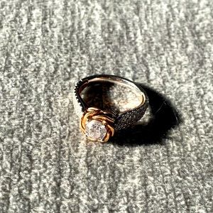 Enchanted Disney Belle Diamond Rose Frame Engagement Ring in 14K Two-Tone Gold